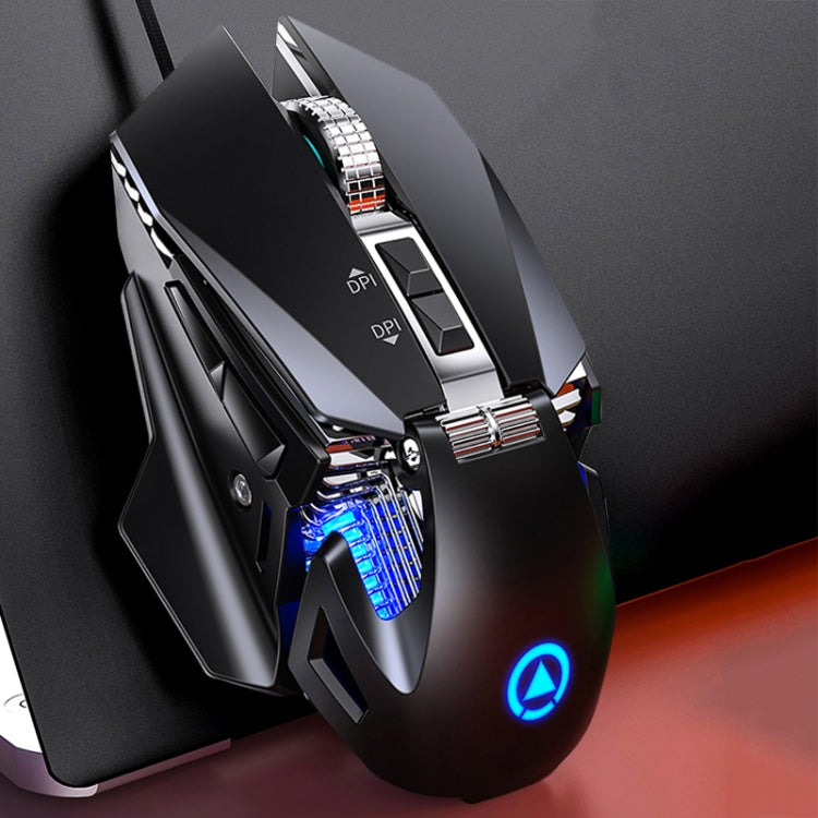 Souris filaire mécanique YINDIAO G10 7200DPI 7 modes réglables 7 touches rétroéclairées RVB en métal, Style : Version audio