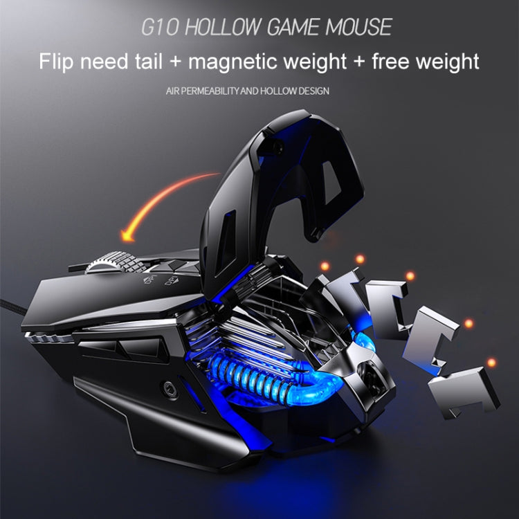 Souris filaire mécanique YINDIAO G10 7200DPI 7 modes réglables 7 touches rétroéclairées RVB en métal, Style : Version audio