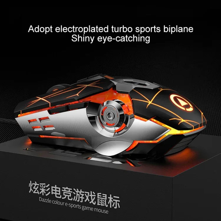 Souris de jeu mécanique filaire YINDIAO 3200DPI 4 modes réglables 7 boutons RVB, style : version silencieuse, style : version silencieuse