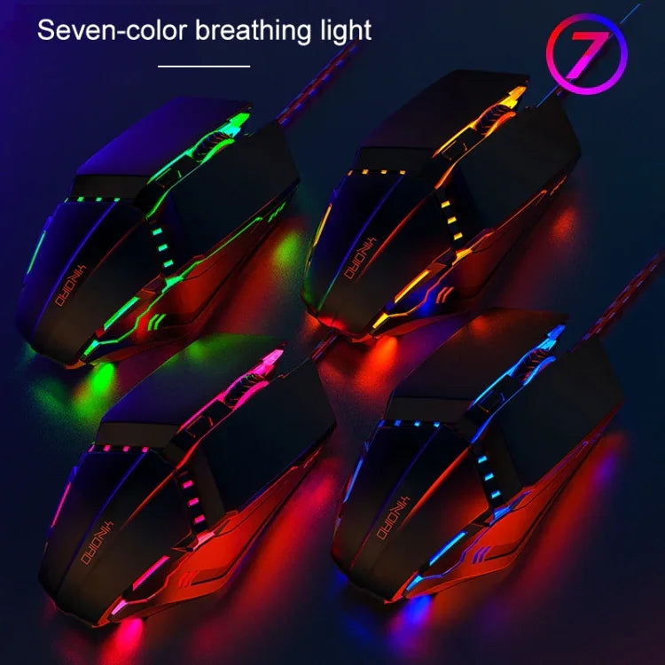 YINDIAO Souris filaire USB mécanique 6 boutons pour jeu et bureau, Souris (Noir)