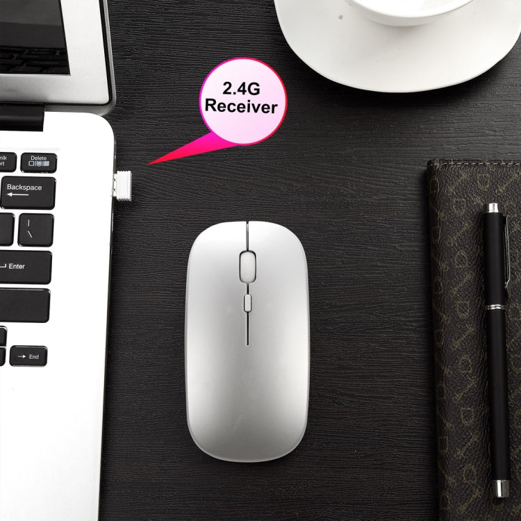 Souris PC Portable sans fil HXSJ M90 2.4GHz ultra-mince et silencieuse, rechargeable et bi-mode Bluetooth