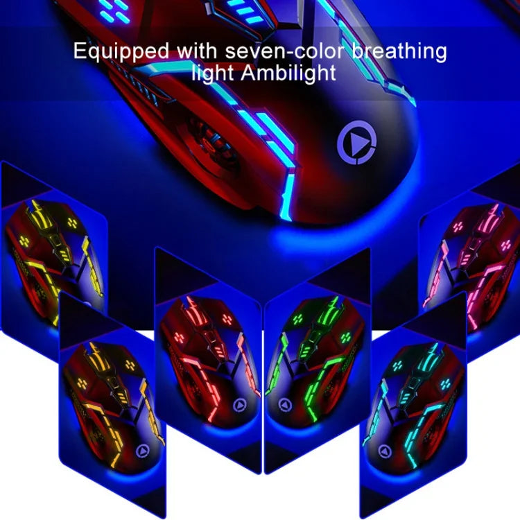 Souris de jeu filaire silencieuse YINDIAO G5 3200 DPI 4 modes réglables 6 boutons lumière RVB, G5 version silencieuse noire, G5 version silencieuse blanche