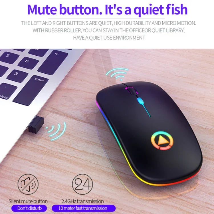 YINDIAO A2 Souris sans fil silencieuse 2,4 GHz, 1600 DPI, 3 modes réglables, alimentée par pile, version pile.