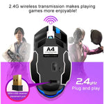 Souris de jeu sans fil YINDIAO A4 2,4 GHz 1600 DPI 3 modes réglables rechargeable silencieuse (gris argenté), noir argenté