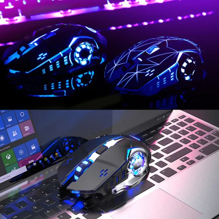 Souris de jeu sans fil YINDIAO A4 2,4 GHz 1600 DPI 3 modes réglables rechargeable silencieuse (gris argenté), noir argenté