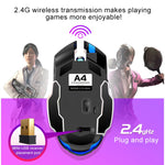 YINDIAO A4 2.4GHz 1600DPI Souris de jeu sans fil rechargeable silencieuse à 3 modes (noir étoile), noir étoile