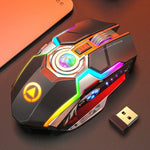 Souris de jeu sans fil YINDIAO A5 2,4 GHz 1600 DPI 3 modes réglables rechargeable lumière RVB silencieuse