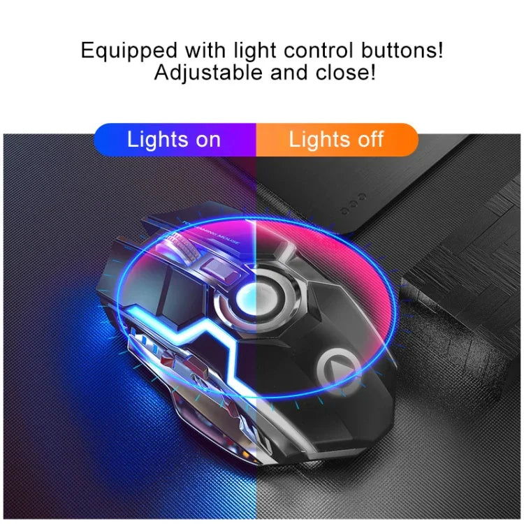 Souris de jeu sans fil YINDIAO A5 2,4 GHz 1600 DPI 3 modes réglables rechargeable lumière RVB silencieuse