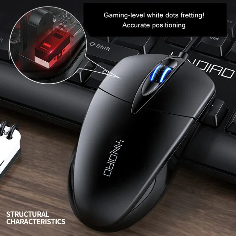 Souris filaire d'entreprise YINDIAO G2 1000 DPI à 3 boutons avec rétroéclairage RVB