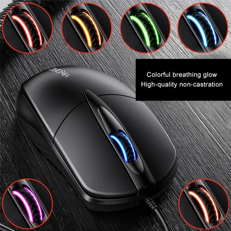 Souris filaire d'entreprise YINDIAO G2 1000 DPI à 3 boutons avec rétroéclairage RVB