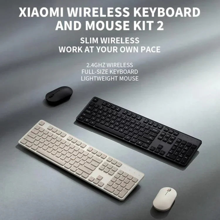 Ensemble clavier et souris sans fil Xiaomi 2,4 GHz d'origine pour ordinateur portable et de bureau, 2ème génération