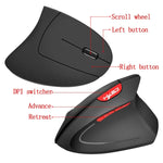 HXSJ T24 Souris verticale ergonomique sans fil 2,4 G 2 400 DPI à 6 boutons avec récepteur USB, 6 boutons T24 noir, 6 boutons T24 gris