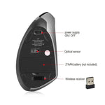 HXSJ T24 Souris verticale ergonomique sans fil 2,4 G 2 400 DPI à 6 boutons avec récepteur USB, 6 boutons T24 noir, 6 boutons T24 gris