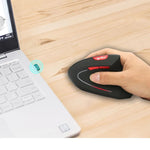 HXSJ T24 Souris verticale ergonomique sans fil 2,4 G 2 400 DPI à 6 boutons avec récepteur USB, 6 boutons T24 noir, 6 boutons T24 gris
