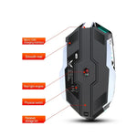 ZERODATE T30 Souris Optique sans Fil RVB Rétroéclairée, 2.4GHz 2400DPI, Trois Vitesses Réglables, T30 Blanc