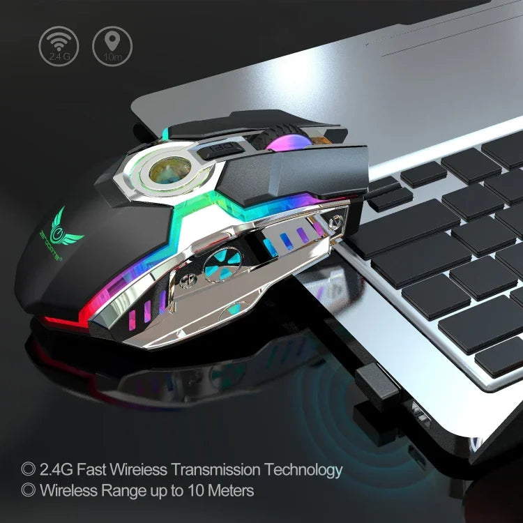 ZERODATE T30 Souris Optique sans Fil RVB Rétroéclairée, 2.4GHz 2400DPI, Trois Vitesses Réglables, T30 Blanc