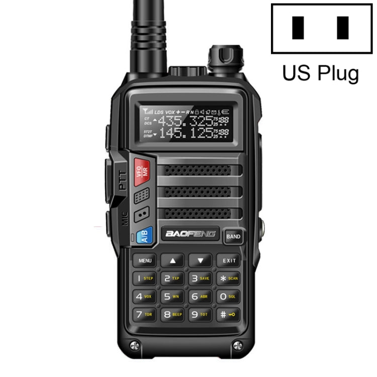Talkie-walkie portable Baofeng BF-UV5R Plus S9 FM, prise US, noir, rouge, argent