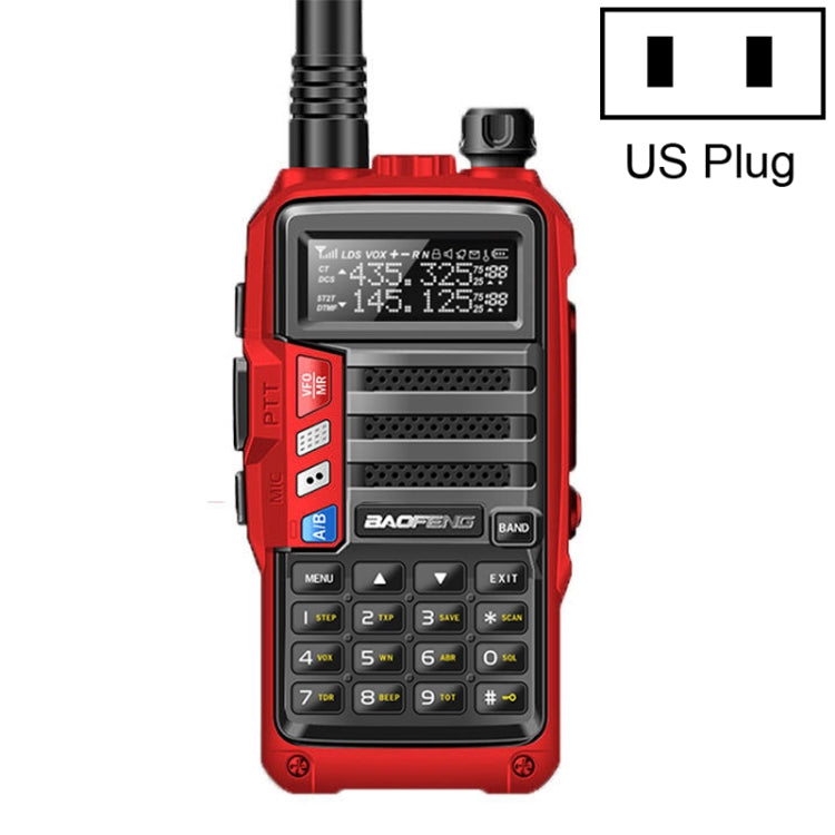 Talkie-walkie portable Baofeng BF-UV5R Plus S9 FM, prise US, noir, rouge, argent