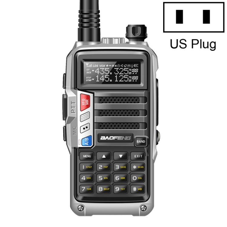Talkie-walkie portable Baofeng BF-UV5R Plus S9 FM, prise US, noir, rouge, argent