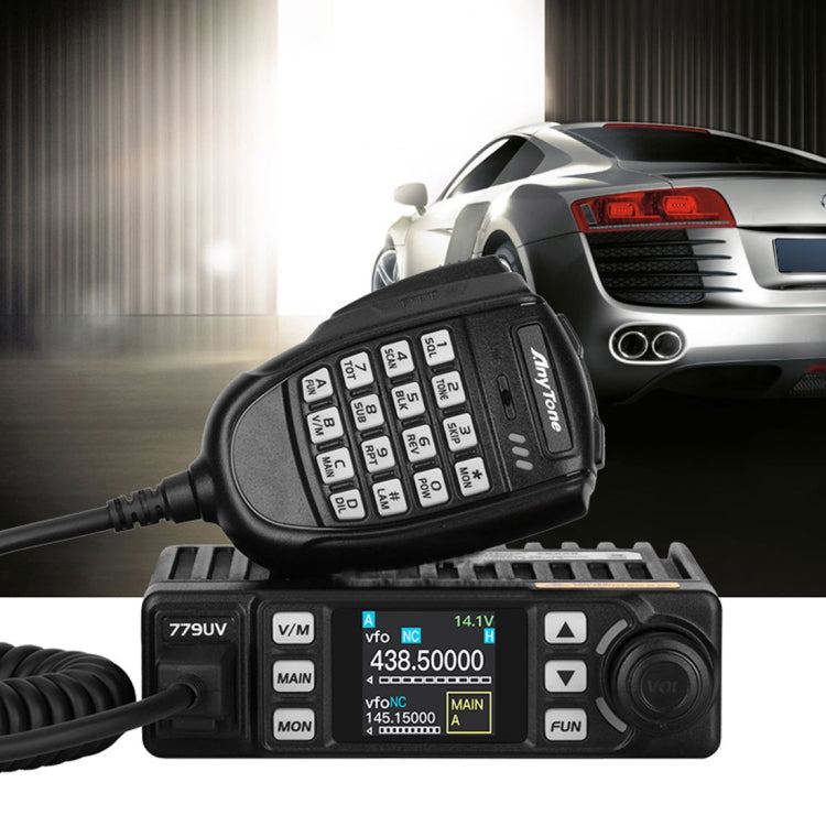 Radio mobile AnyTone AT-779UV VHF / UHF double bande 200 canaux 25W FM pour voiture, talkie-walkie