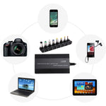 Chargeur universel 100W pour ordinateur portable avec chargeur voiture, adaptateur secteur, 8 adaptateurs d'alimentation et 1 port USB pour Samsung, Sony, Asus, Acer, IBM, HP, DELL, prises UK, AU, EU, UK