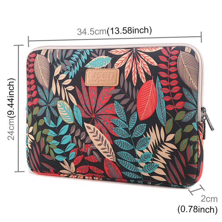 Housse Lisen 13 pouces à manches, sacoche zippée Feuilles colorées pour Macbook, Samsung, Lenovo, Sony, DELL Alienware, CHUWI, ASUS, HP, ordinateurs portables 13 pouces et moins, 13 pouces
