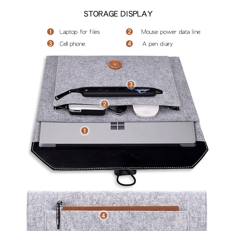 Sac intérieur en feutre multi-usage avec bouton pour ordinateur portable 12,5 pouces, 12,5 pouces