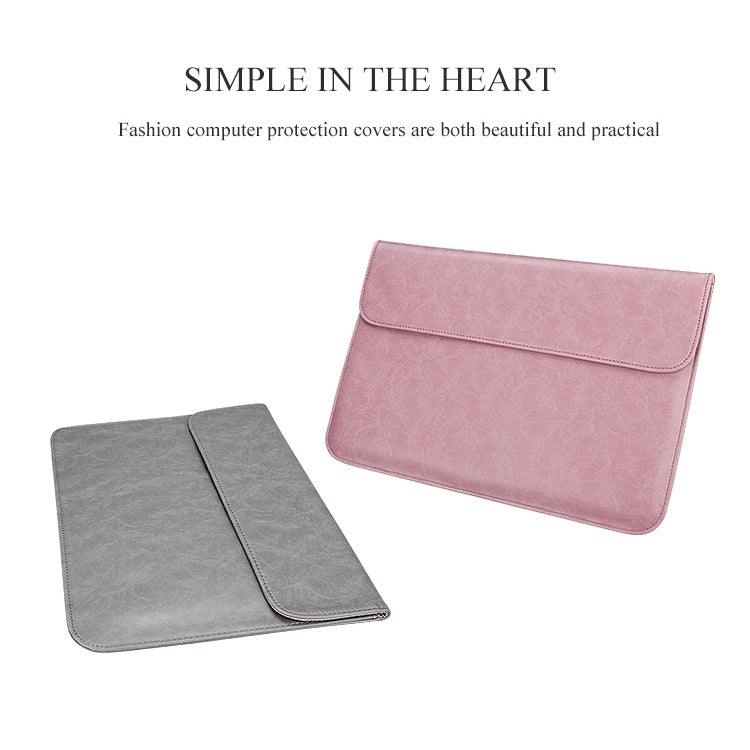 Sac intérieur pour ordinateur portable en cuir PU avec boucle magnétique horizontale invisible PU01S pour ordinateurs portables de 15,4 pouces, 15,4 pouces