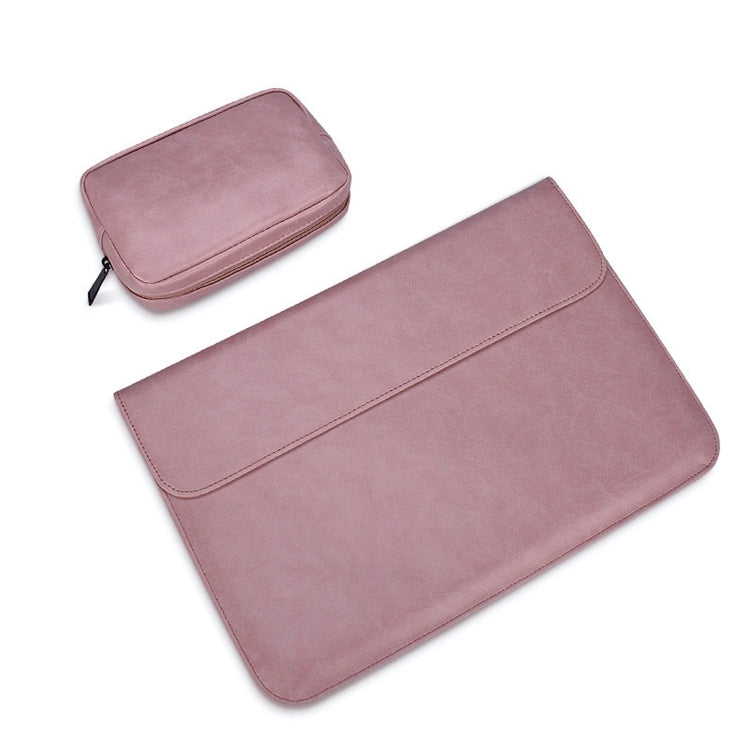 Sac intérieur pour ordinateur portable en cuir PU avec boucle magnétique horizontale invisible PU01S pour ordinateurs portables de 14,1 pouces, avec petite pochette, 14,1 pouces avec petite pochette