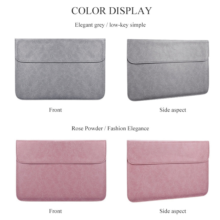 Sac intérieur pour ordinateur portable en cuir PU avec boucle magnétique horizontale invisible PU01S pour ordinateurs portables de 14,1 pouces, avec petite pochette, 14,1 pouces avec petite pochette