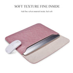Sac intérieur pour ordinateur portable en cuir PU avec boucle magnétique horizontale invisible PU01S pour ordinateurs portables de 14,1 pouces, avec petite pochette, 14,1 pouces avec petite pochette