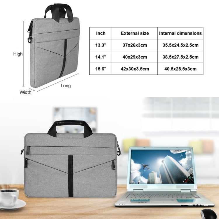 Sac pour ordinateur portable 14,1 pouces, respirant, résistant à l'usure, mode affaires, bandoulière épaule et poignée, fermeture éclair, 14,1 pouces