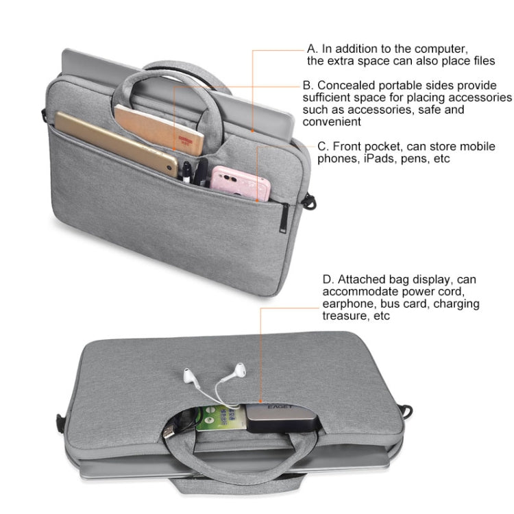 ST01S Waterproof Oxford Cloth Hidden Portable Strap One-shoulder Handbag for 14.1 inch Laptops, ST01S 14.1 inch Black, ST01S 14.1 inch Pink, ST01S 14.1 inch Light Grey, ST01S 14.1 inch Dark Gray, ST01S 14.1 inch Navy Blue