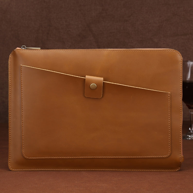 Sacoche universelle en cuir véritable pour ordinateur portable et tablette avec fermeture éclair pour 13,3 pouces et moins, 13,3 pouces