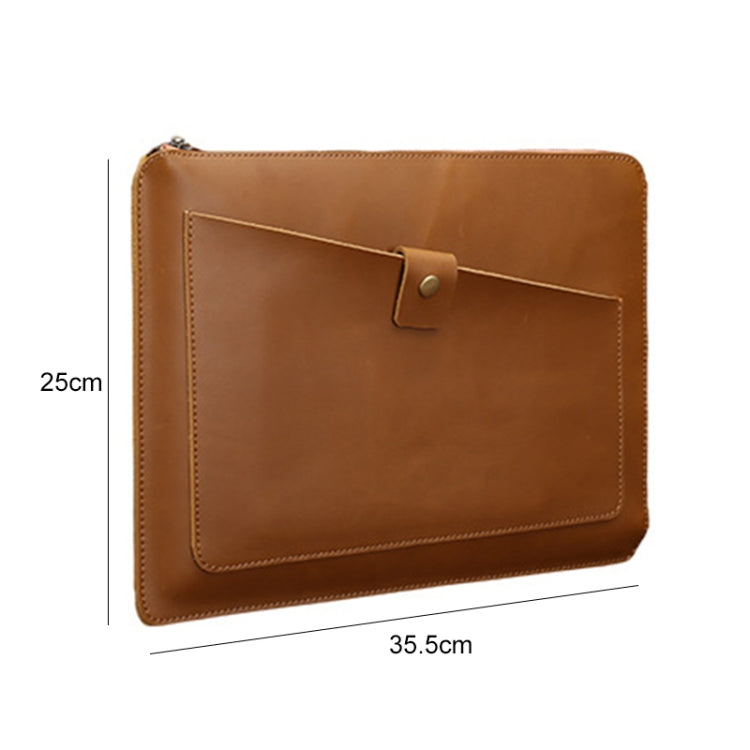 Sacoche universelle en cuir véritable pour ordinateur portable et tablette avec fermeture éclair pour 13,3 pouces et moins, 13,3 pouces