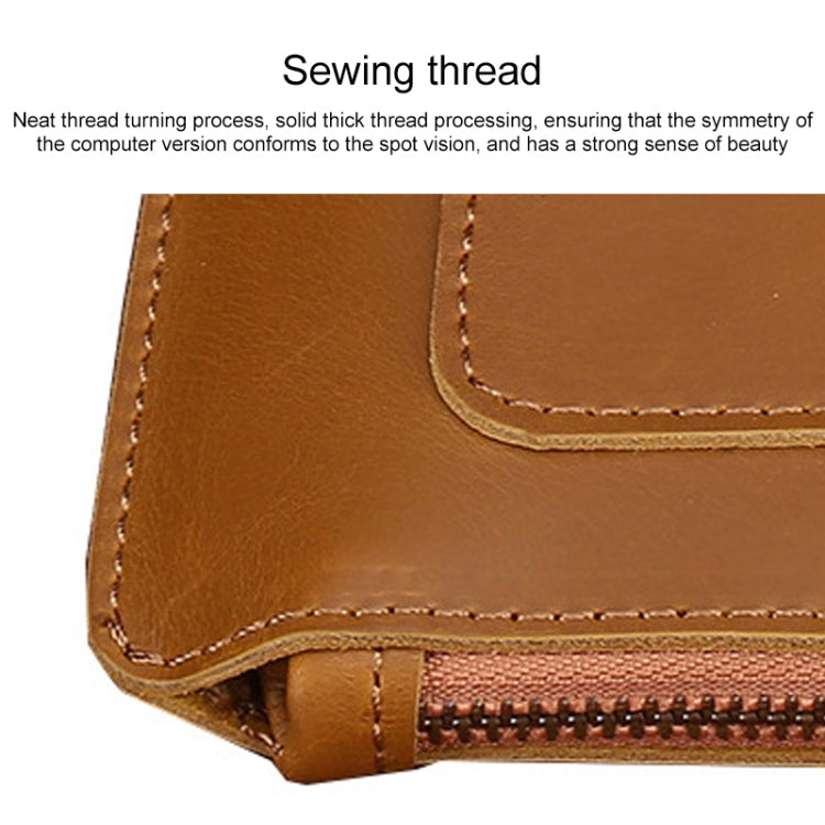 Sacoche universelle en cuir véritable pour ordinateur portable et tablette avec fermeture éclair pour 13,3 pouces et moins, 13,3 pouces