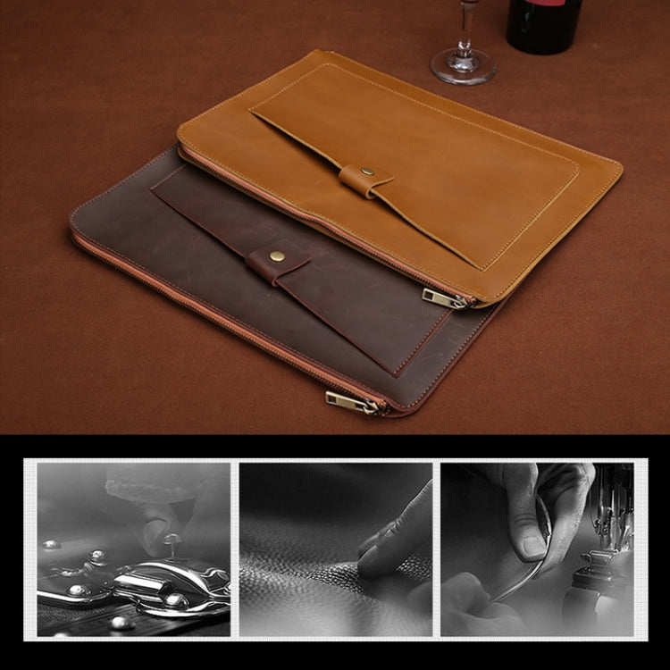 Sacoche universelle en cuir véritable pour ordinateur portable et tablette avec fermeture éclair pour 13,3 pouces et moins, 13,3 pouces