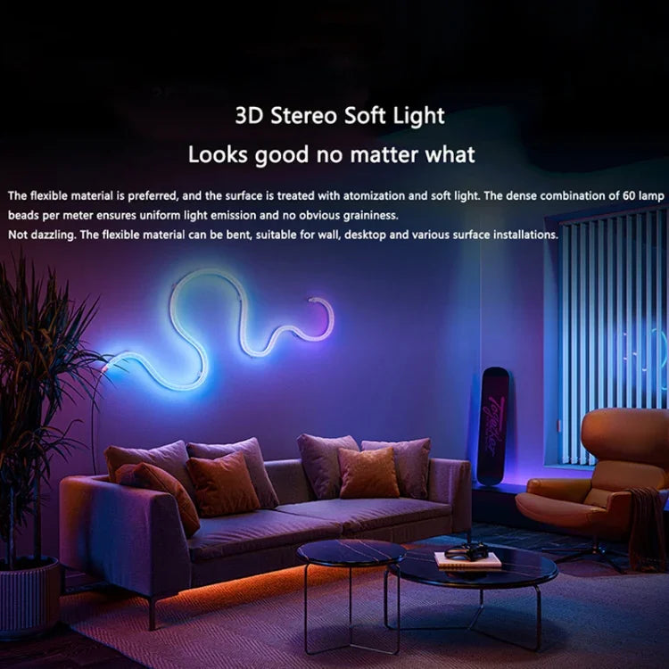 Bande lumineuse d'ambiance RVB synchronisée Xiaomi Mijia 2m, prise US, bande lumineuse de 2m