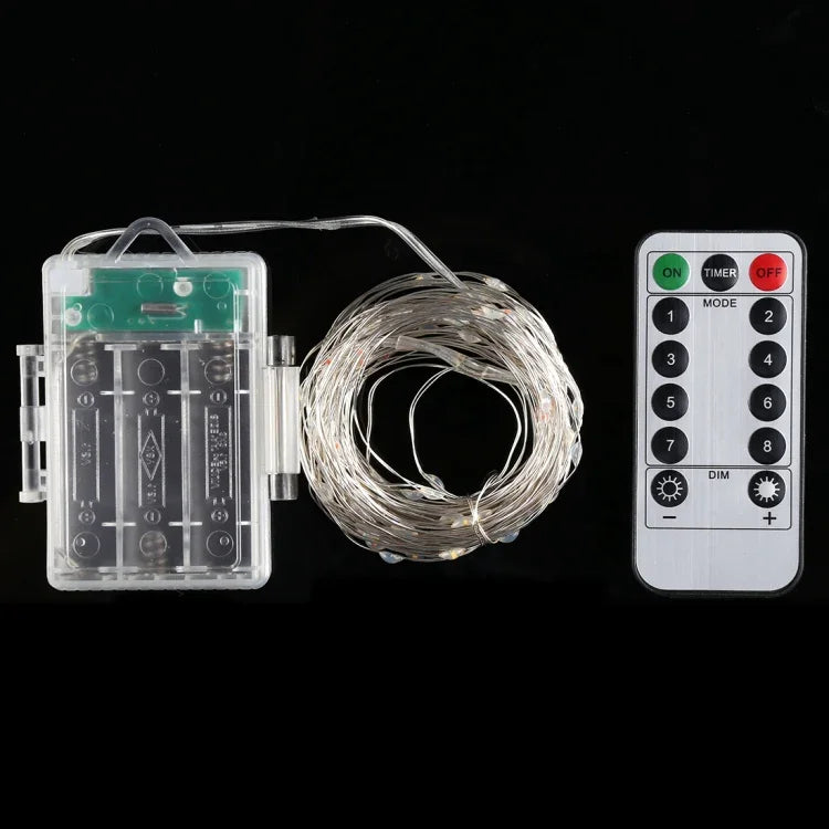 50 LED Boîte à Piles 3 x AA Guirlande Lumineuse Décorative avec Télécommande, DC 5V, Lumière Multicolore/Télécommande, Lumière Blanche/Télécommande, Blanc Chaud/Télécommande