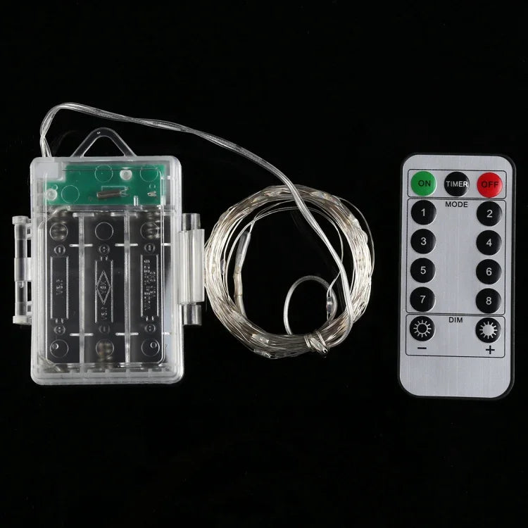 50 LED Boîte à Piles 3 x AA Guirlande Lumineuse Décorative avec Télécommande, DC 5V, Lumière Multicolore/Télécommande, Lumière Blanche/Télécommande, Blanc Chaud/Télécommande
