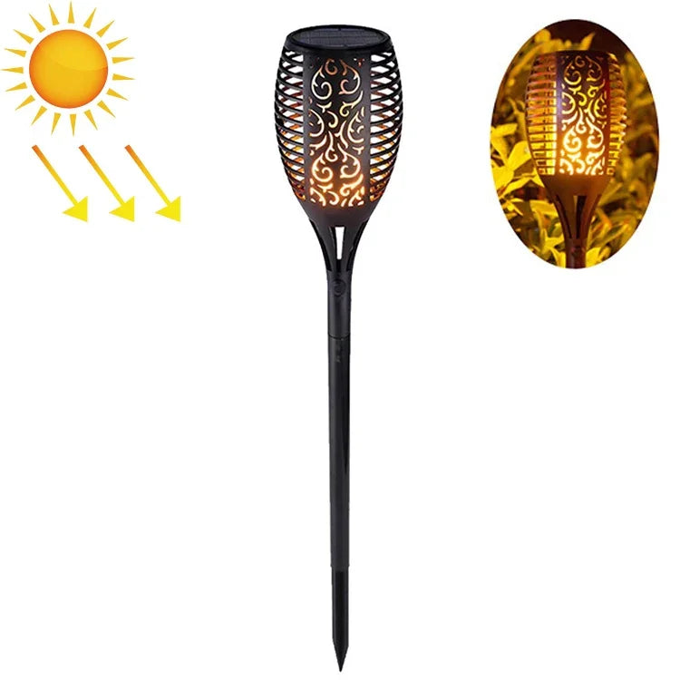 96 LED Lampe solaire à flamme, éclairage extérieur pour jardin et pelouse, torche de paysage