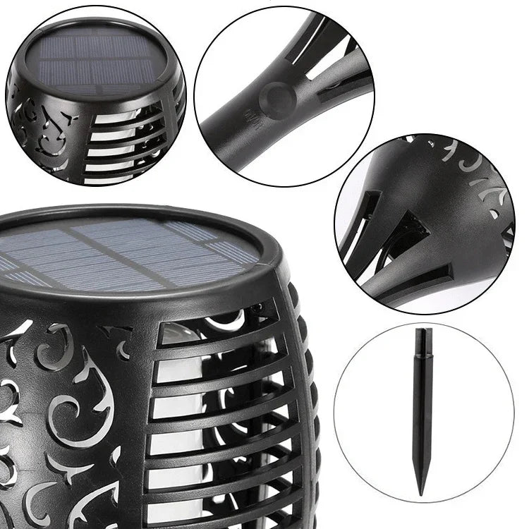 96 LED Lampe solaire à flamme, éclairage extérieur pour jardin et pelouse, torche de paysage