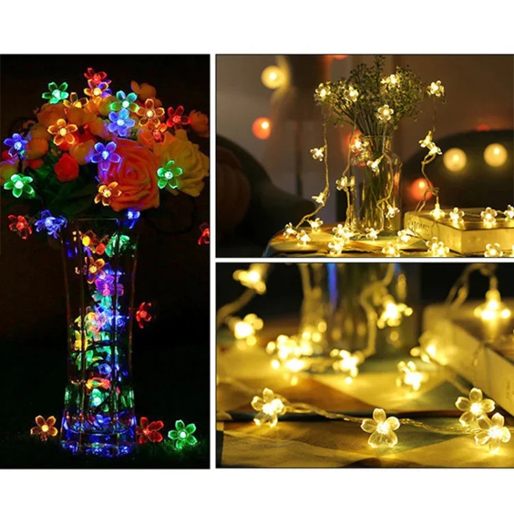 Guirlande décorative 3m 20 LED Fleur de cerisier, alimentée par batterie, 3m Lumière colorée, 3m Lumière blanc chaud