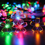 Guirlande lumineuse décorative de vacances 6m 40 LED Fleurs de cerisier, alimentée par batterie, lumière colorée 6m, lumière blanc chaud 6m