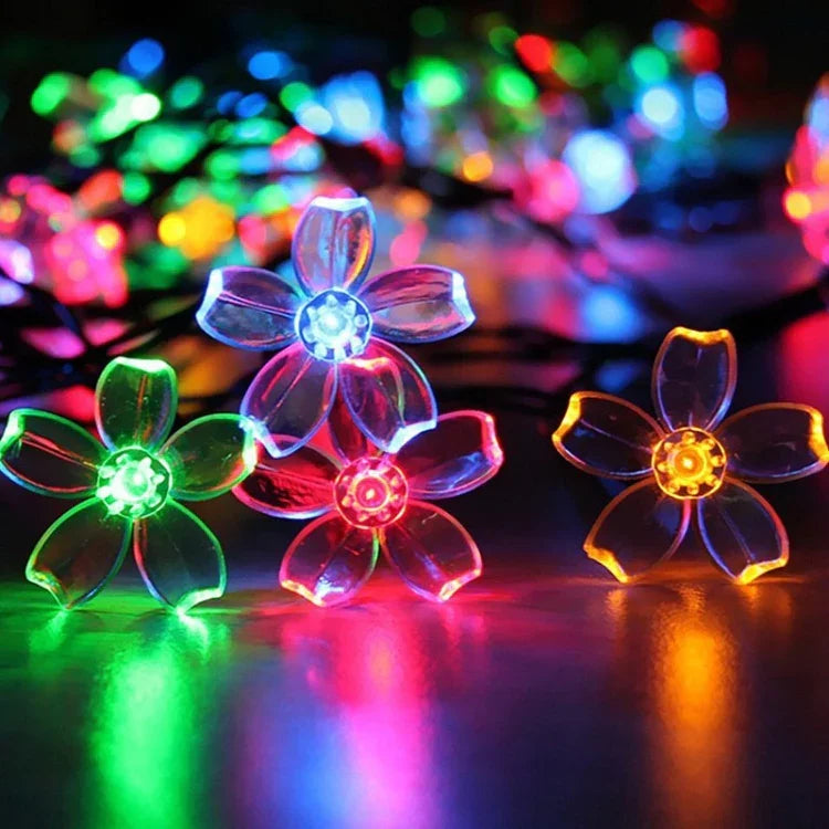 Guirlande lumineuse décorative de vacances 6m 40 LED Fleurs de cerisier, alimentée par batterie, lumière colorée 6m, lumière blanc chaud 6m