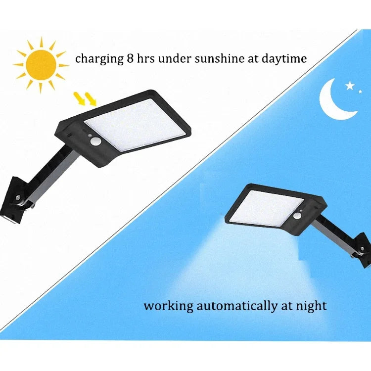 Lampe plate solaire 6W 800LM 48 LED avec télécommande et support