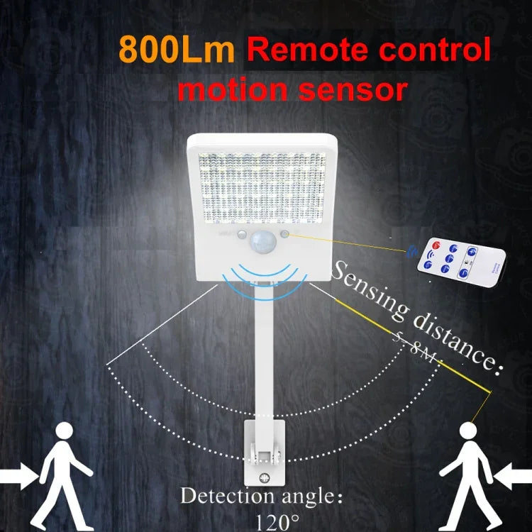 Lampe plate solaire 6W 800LM 48 LED avec télécommande et support
