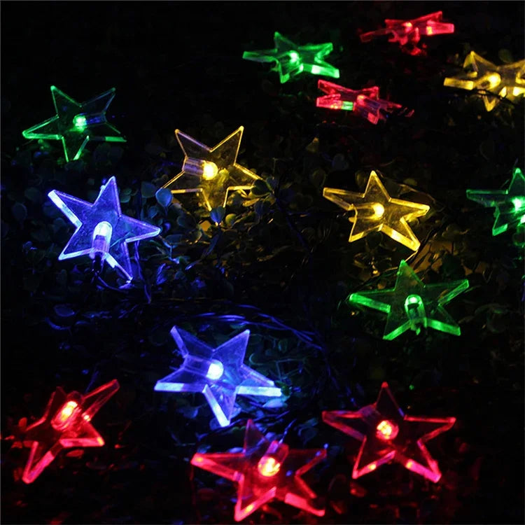 Guirlande solaire en forme d’étoile 20 LED pour jardin extérieur et décoration de Noël
