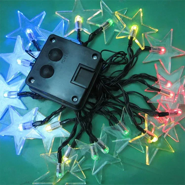 Guirlande solaire en forme d’étoile 20 LED pour jardin extérieur et décoration de Noël