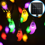 Guirlande solaire en forme de fantôme 30 LED pour jardin extérieur étanche et décoration de Noël
